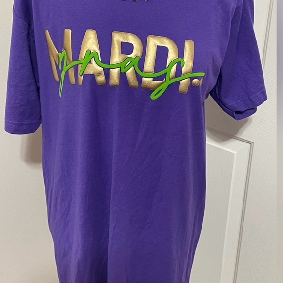 Tops - Mardi Gras Puff Lettered T-Shirt Purple Tee